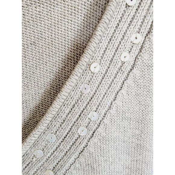 Sigrid Olsen‎ 2X Women's Sweater Tank Top Olive Green Beaded V-Neck Knit - Picture 6 of 7